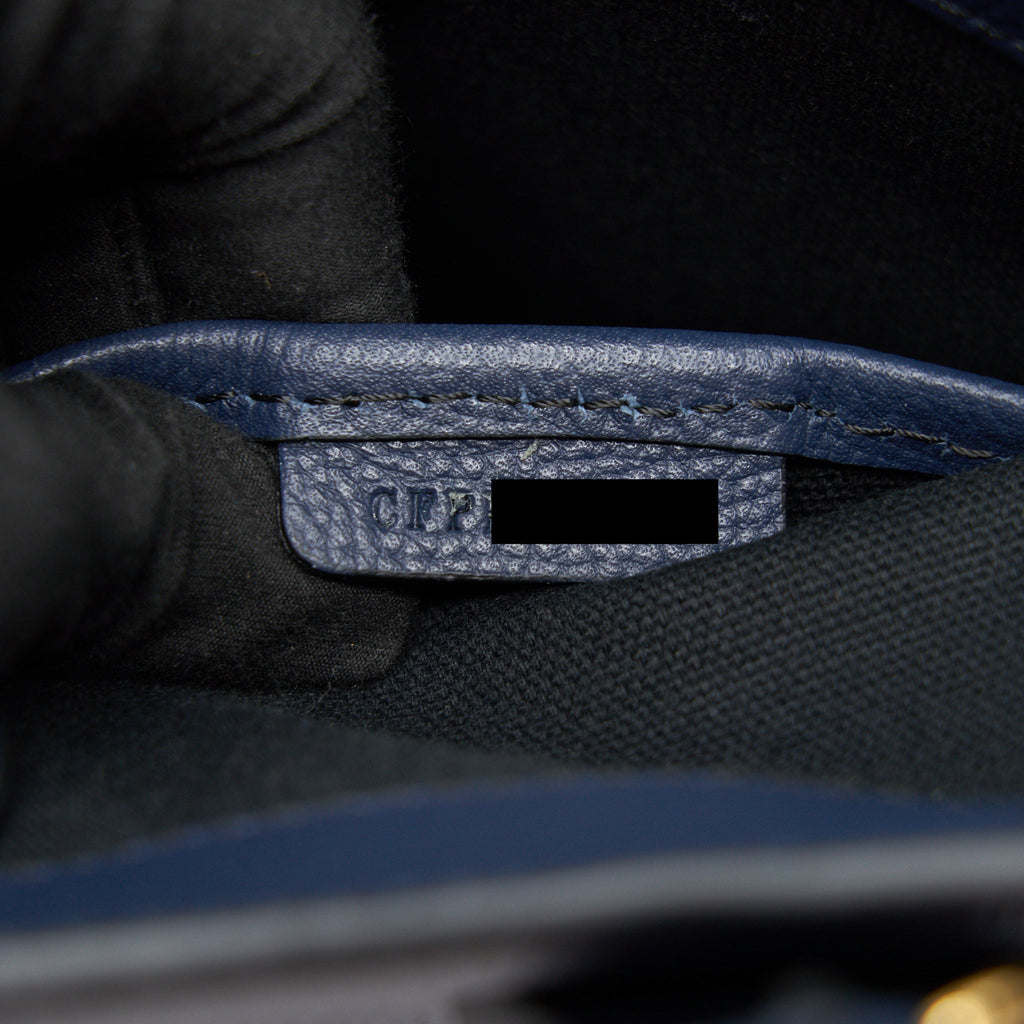 BURBERRY LEATHER/ CANVAS TOTE BAG NAVY