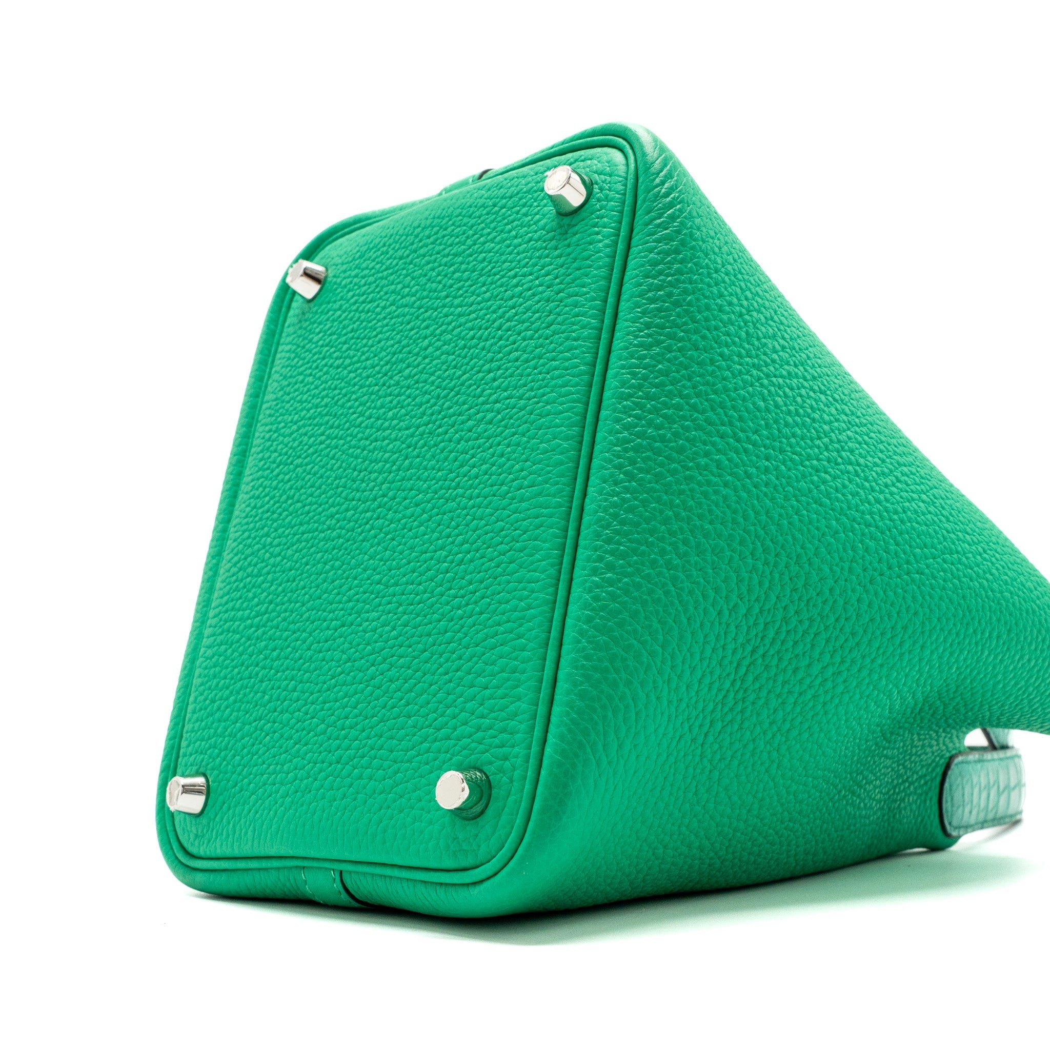 HERMES PICOTIN 18 LOCK BAG CLEMENCE /ALLIGATOR TOUCH MENTHE/VERT JADE SHW