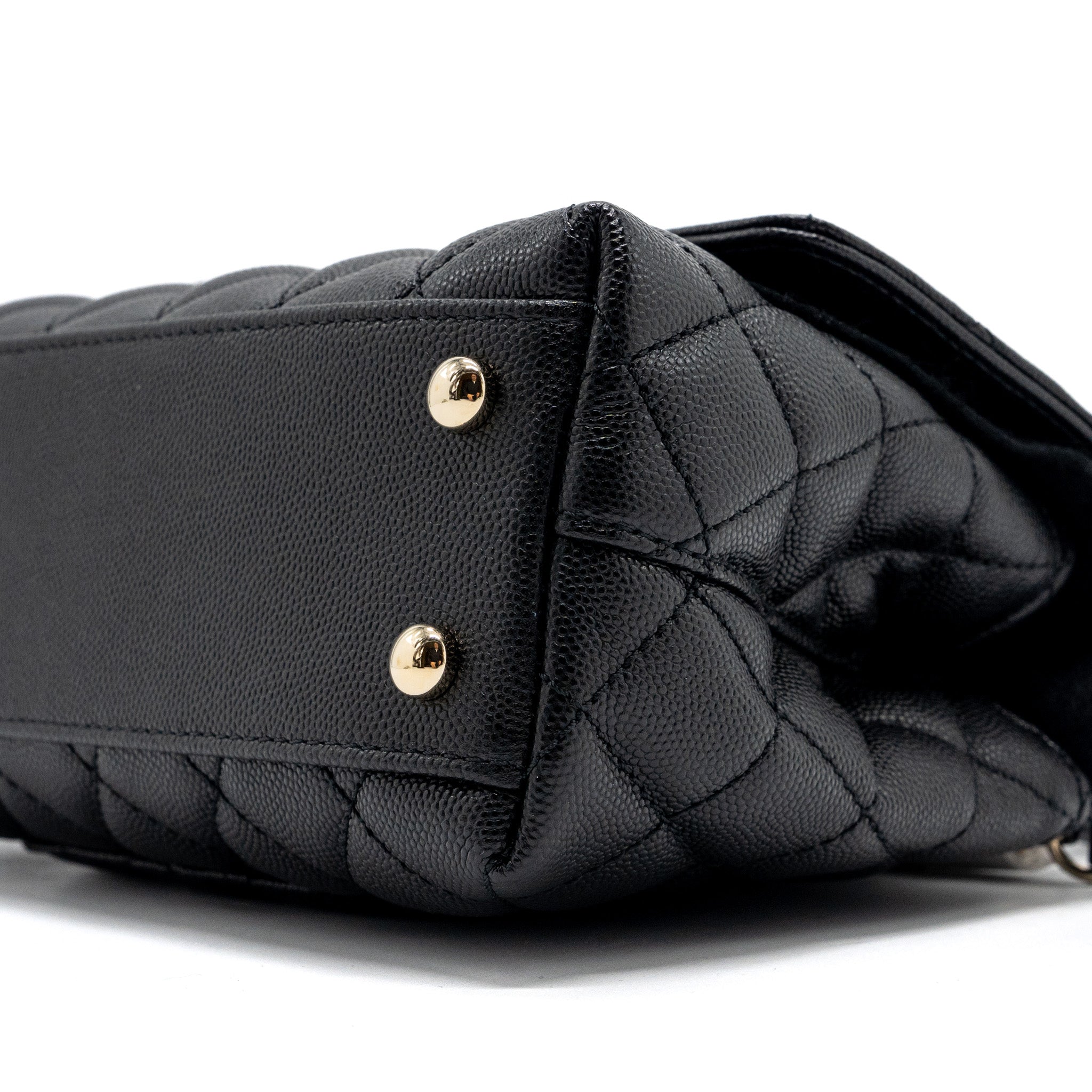 CHANEL SMALL COCO HANDLE CAVIAR BLACK LGHW (MICROCHIP)