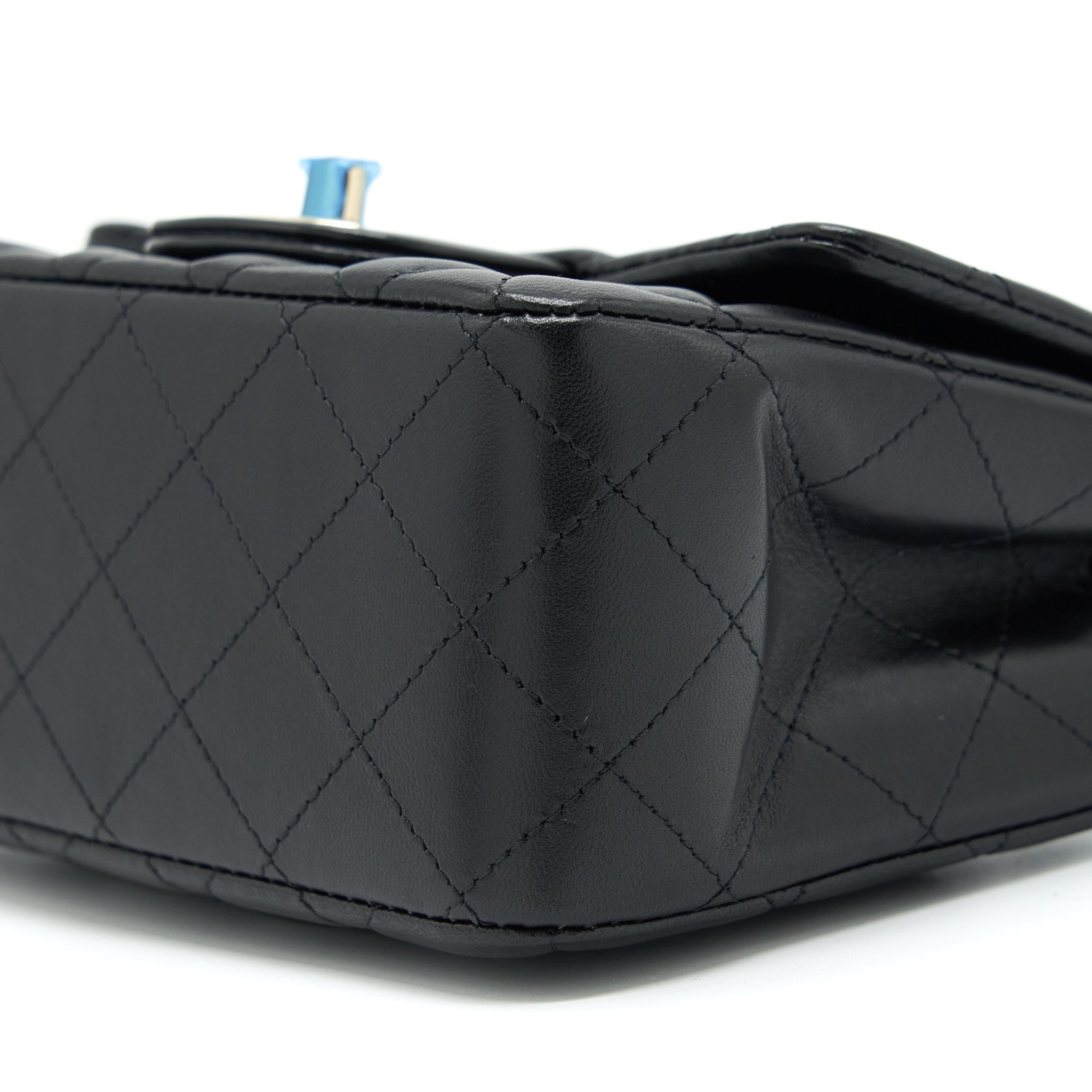 CHANEL MINI SQUARE FLAP BAG LAMBSKIN BLACK LGHW (MICROCHIP)