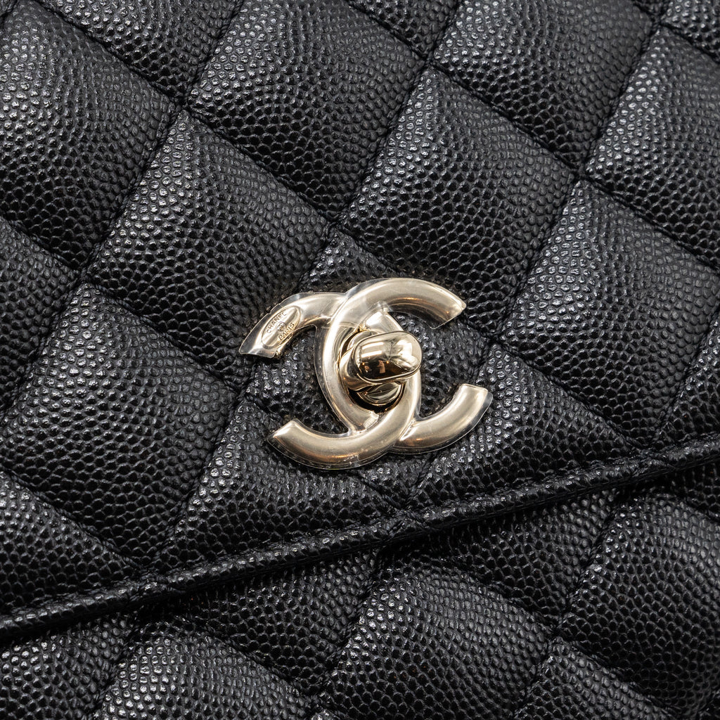 CHANEL SMALL COCO HANDLE CAVIAR BLACK LGHW (MICROCHIP)