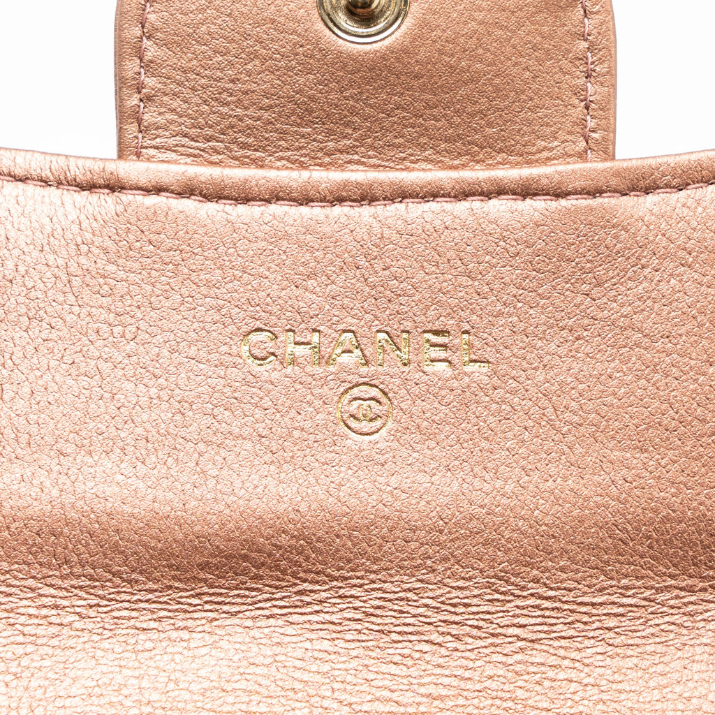 CHANEL 2.55 REISSUE FLAP WALLET GRAINED CALFSKIN METALLIC DARK PINK WITH PINK HARDWARE