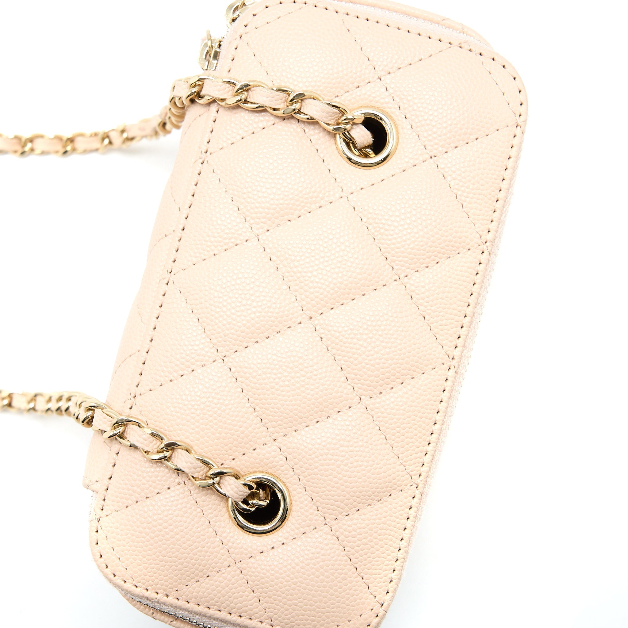 CHANEL LONG VANITY CASE CAVIAR LIGHT BEIGE LGHW