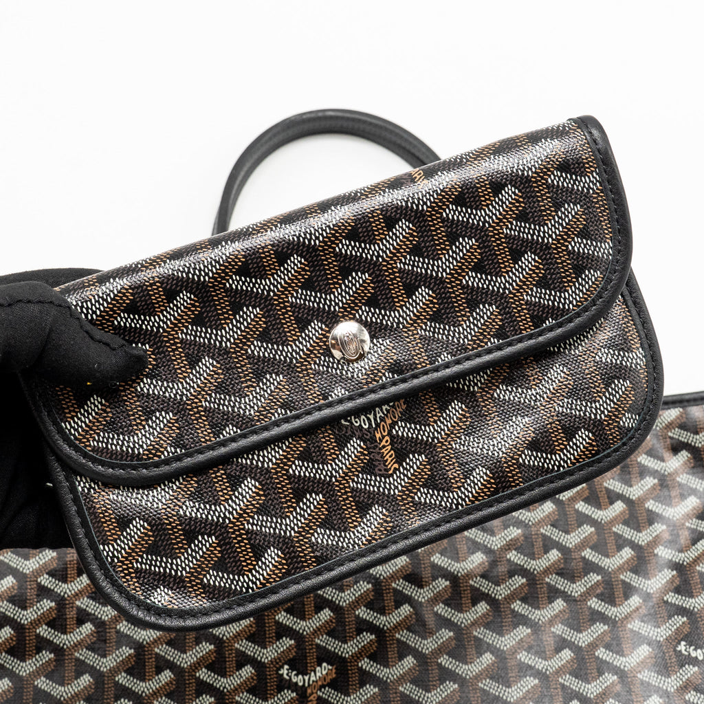 GOYARD SAINT LOUIS PM TOTE BAG GOYARDINE CANVAS/CALFSKIN BLACK