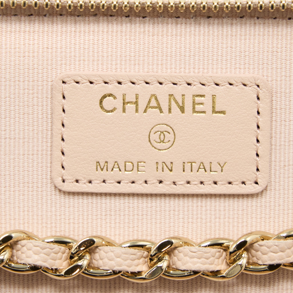 CHANEL LONG VANITY CASE CAVIAR LIGHT BEIGE LGHW