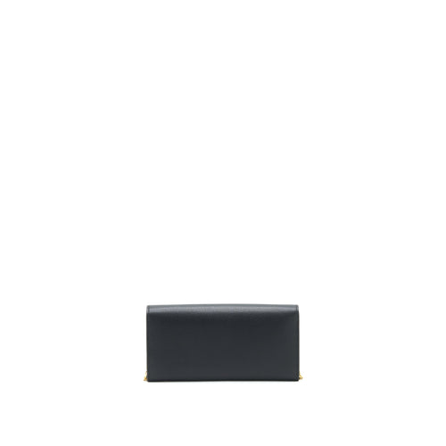 FENDI GRAINED CALFSKIN WALLET WITH CHAIN BLACK GHW