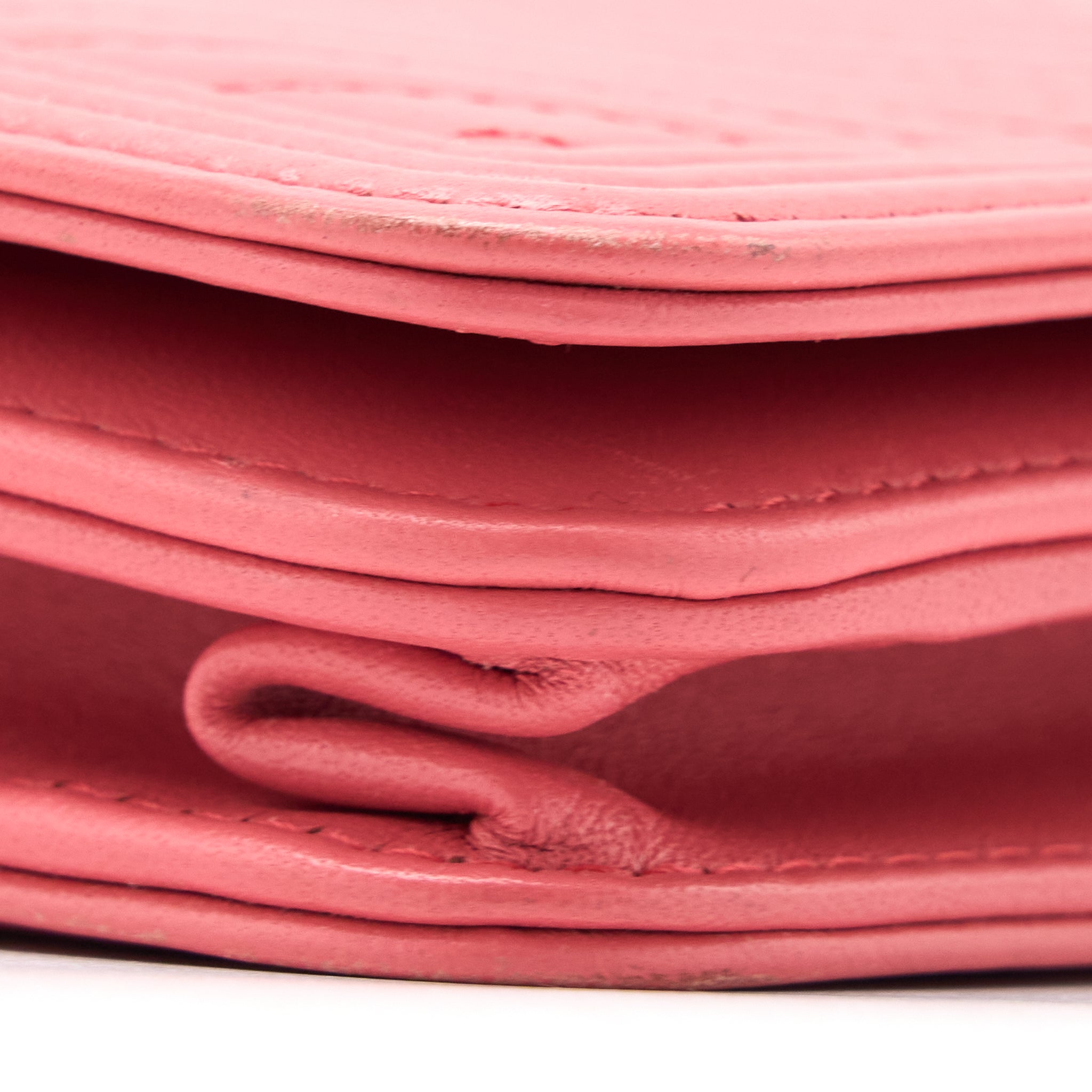 CHANEL BOY WALLET ON CHAIN CHEVRON CALFSKIN PINK LGHW