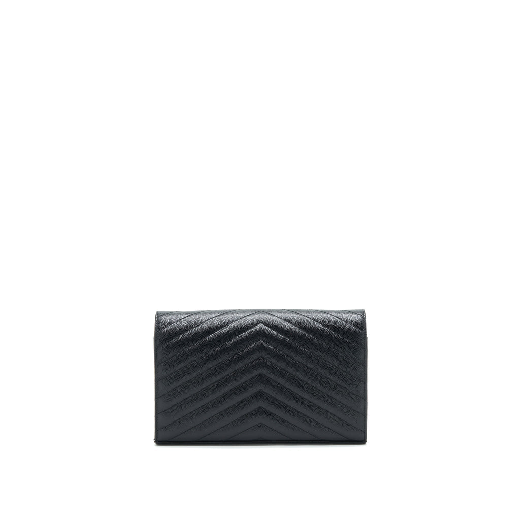 SAINT LAURENT ENVELOPE CHAIN WALLET BLACK WITH SHW