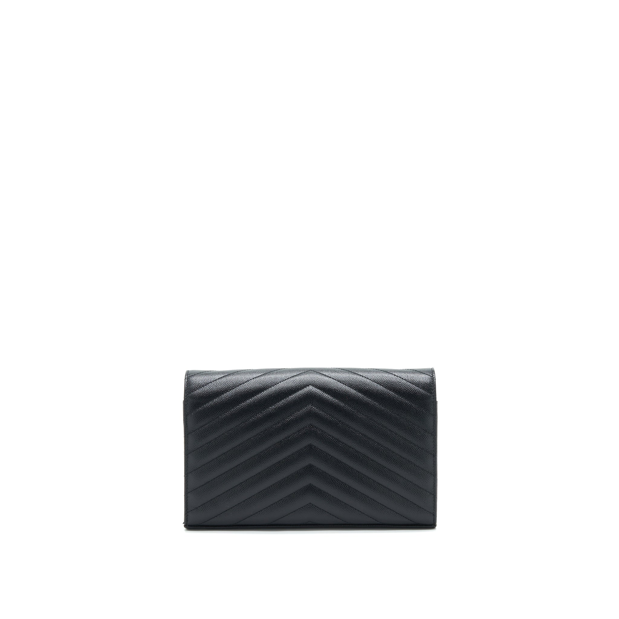 SAINT LAURENT ENVELOPE CHAIN WALLET BLACK WITH SHW