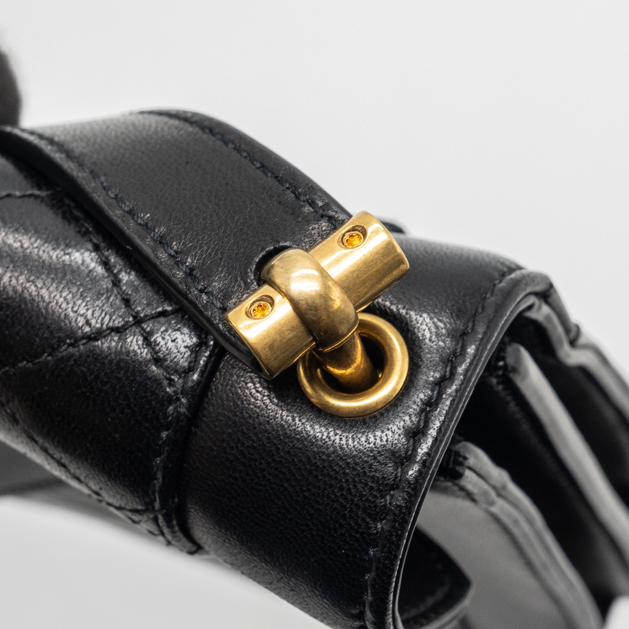 SAINT LAURENT GABY SATCHEL BAG LAMBSKIN BLACK GHW