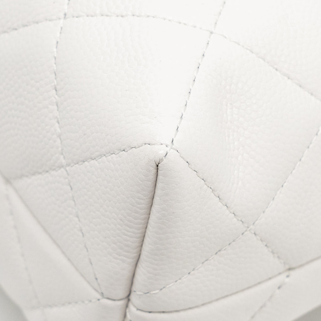 CHANEL 25S COCO CRUSH HANDLE BAG CAVIAR WHITE LGHW (MICROCHIP)