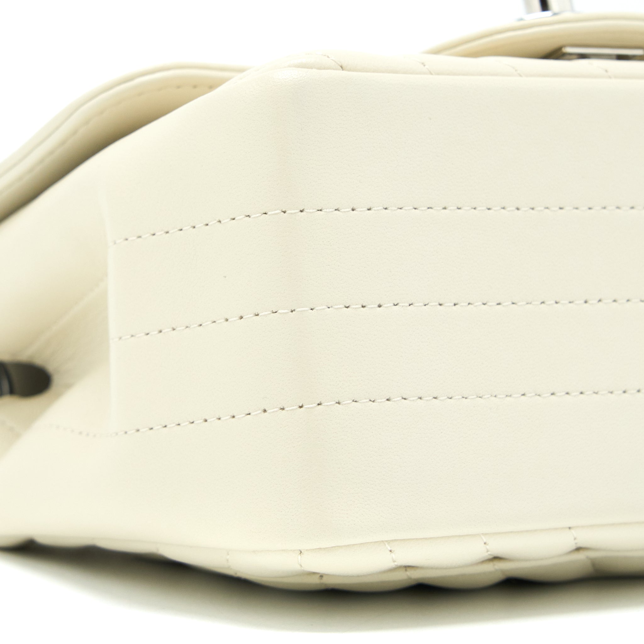 CHANEL 21C MINI SQUARE FLAP BAG CHEVRON LAMBSKIN BEIGE SHW