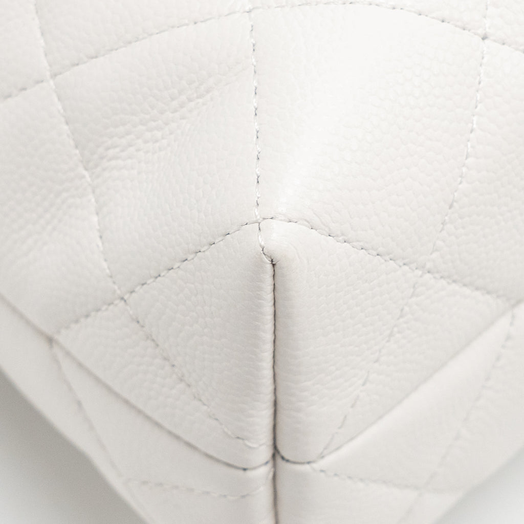 CHANEL 25S COCO CRUSH HANDLE BAG CAVIAR WHITE LGHW (MICROCHIP)