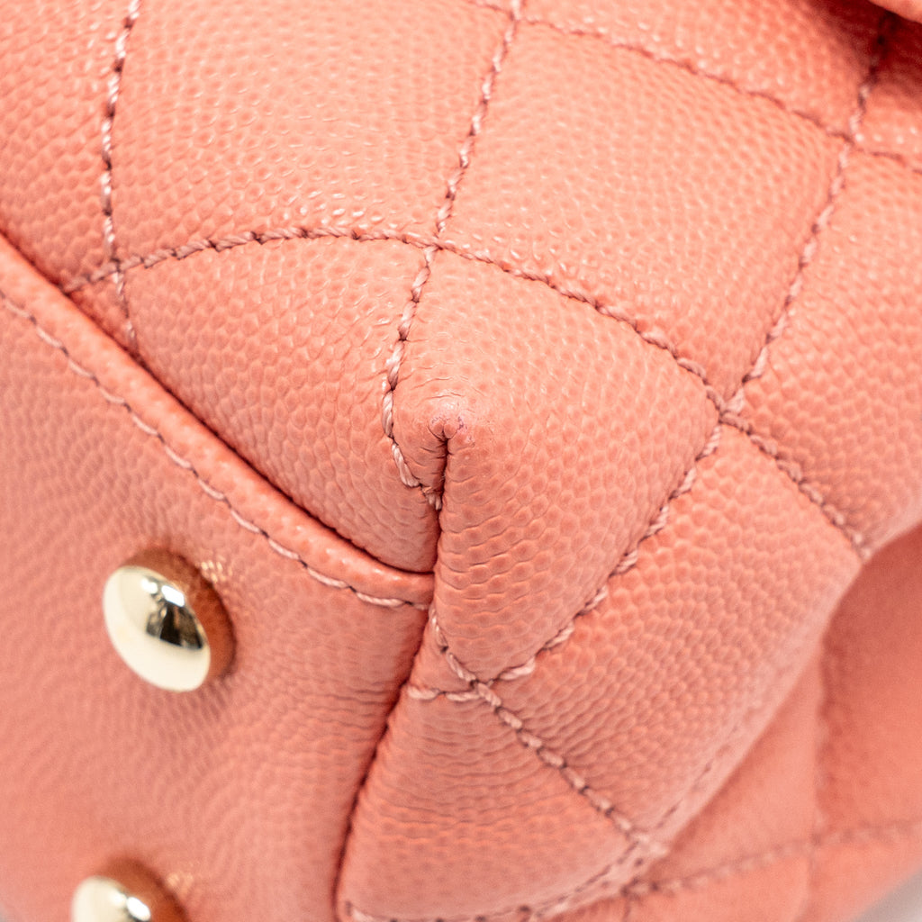 CHANEL SMALL COCO HANDLE CAVIAR PINK LGHW (MICROCHIP)
