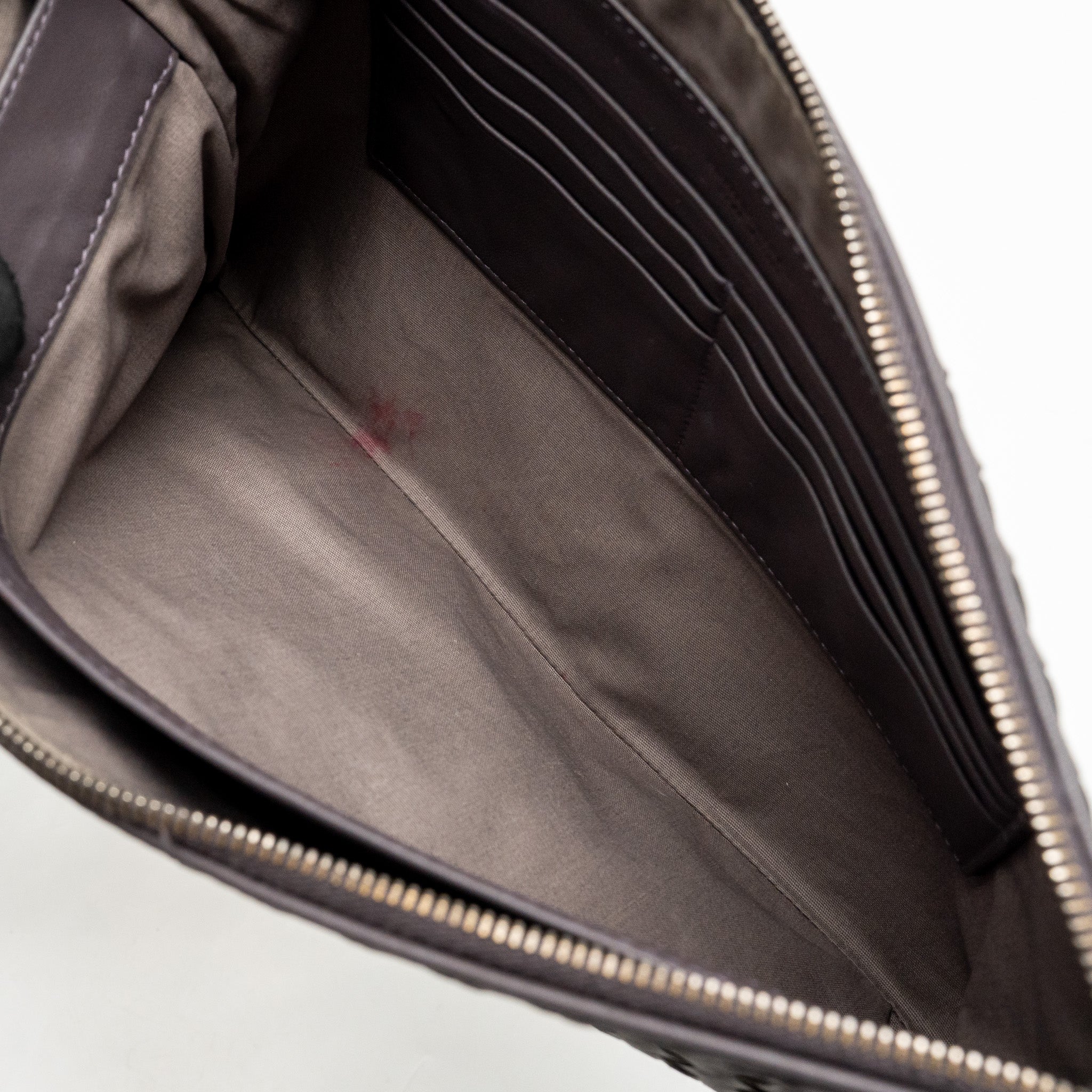 BOTTEGA VENETA INTRECCIATO CLUTCH LEATHER BROWN SHW