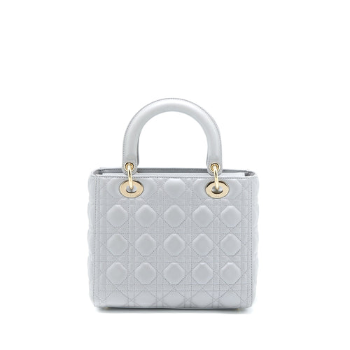 DIOR MEDIUM LADY DIOR LAMBSKIN GREY LGHW