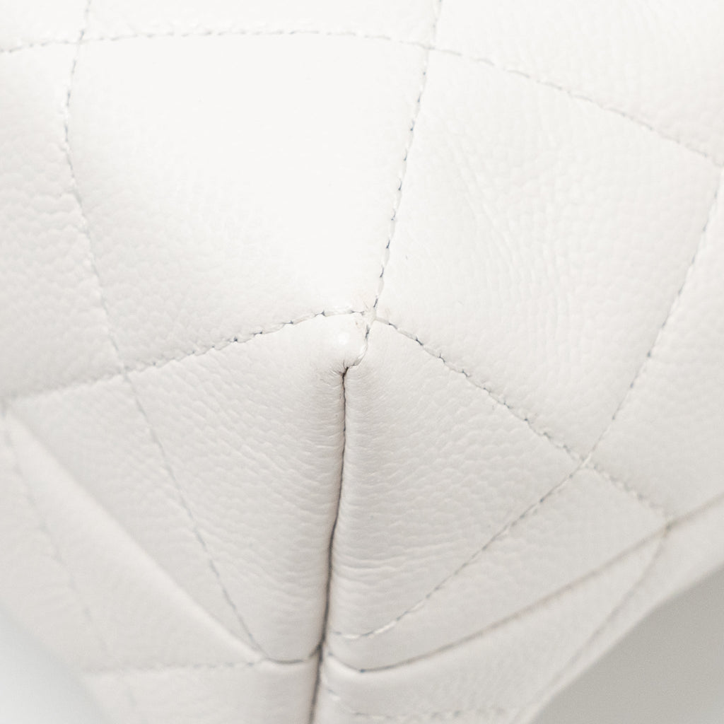 CHANEL 25S COCO CRUSH HANDLE BAG CAVIAR WHITE LGHW (MICROCHIP)