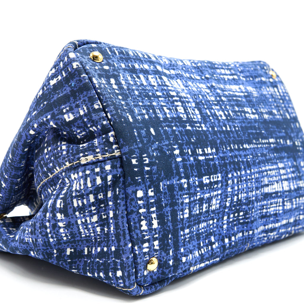 PRADA CANVAS SHOPPING TOTE BAG BLUE