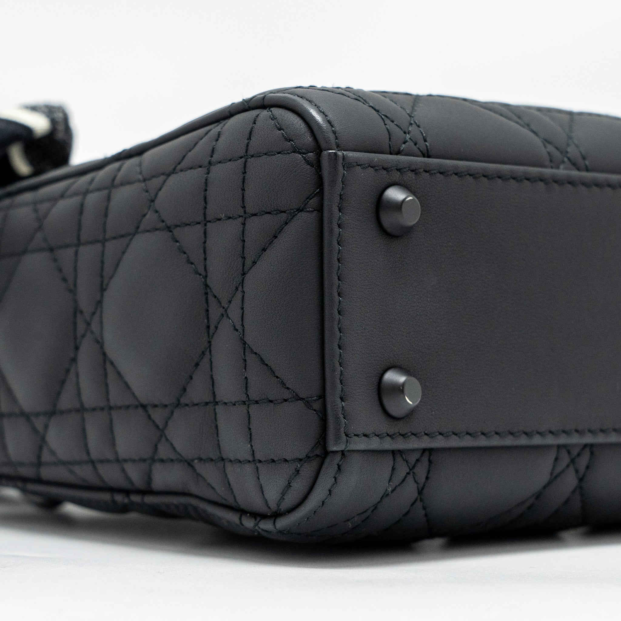 DIOR MINI LADY DIOR ULTRAMATTE CANNAGE CALFSKIN SO BLACK