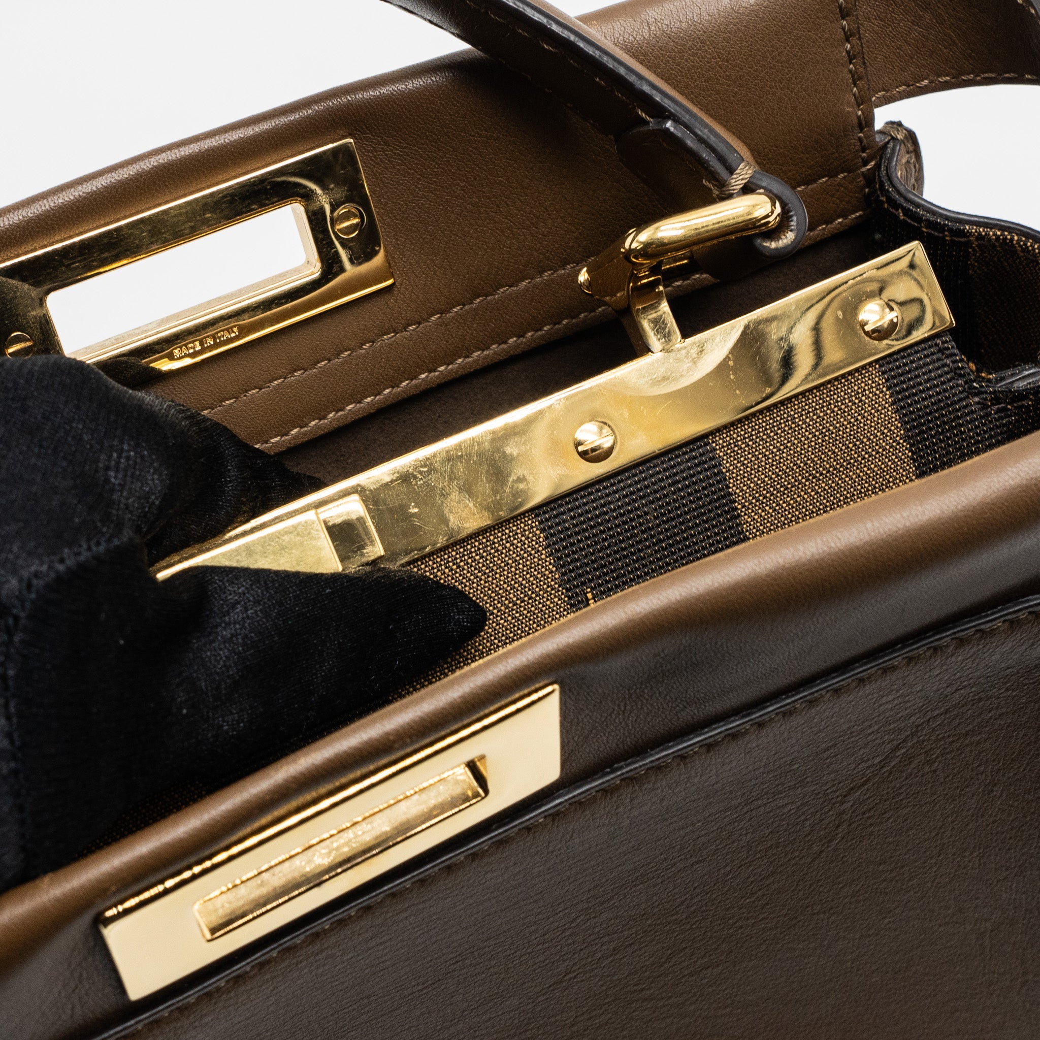 FENDI MEDIUM PEEKABOO BAG CALFSKIN TOBACO GHW