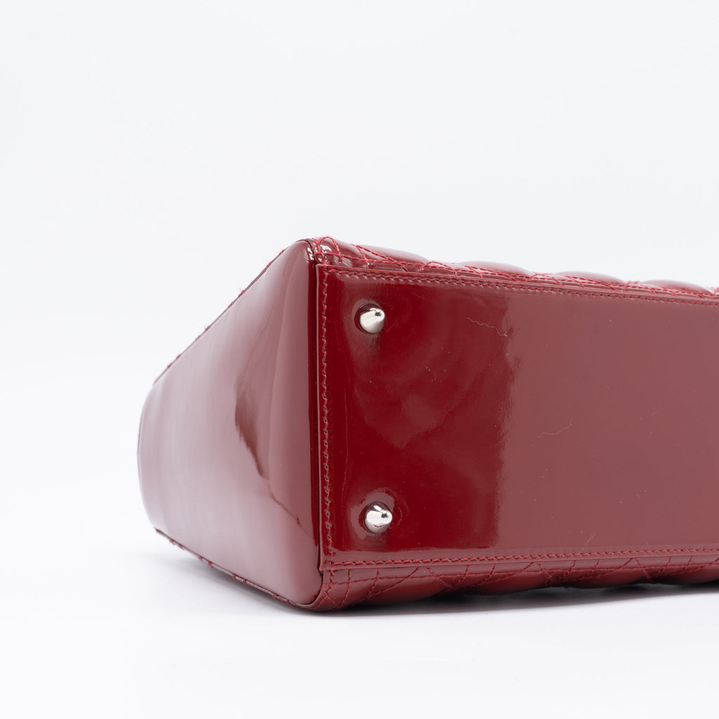 DIOR MEDIUM LADY DIOR PATENT LEATHER RED SHW