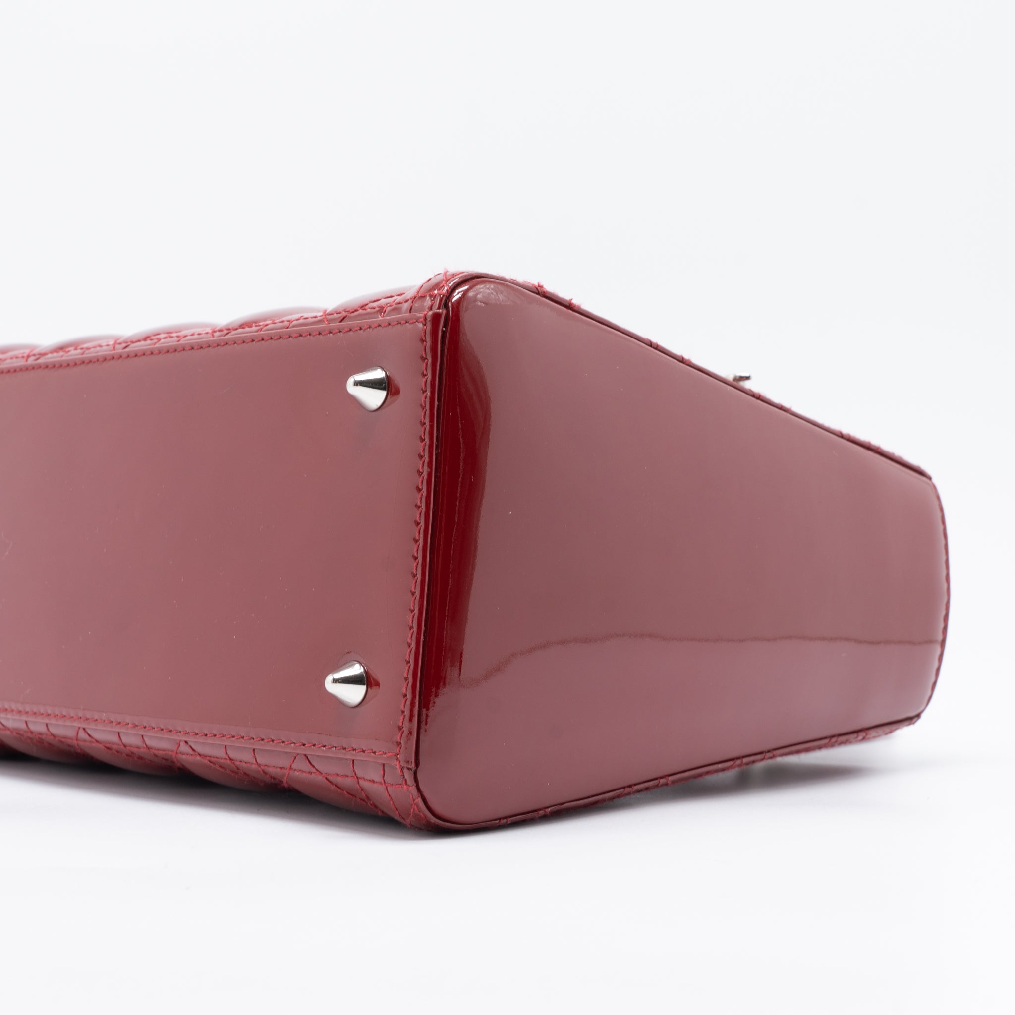 DIOR MEDIUM LADY DIOR PATENT LEATHER RED SHW