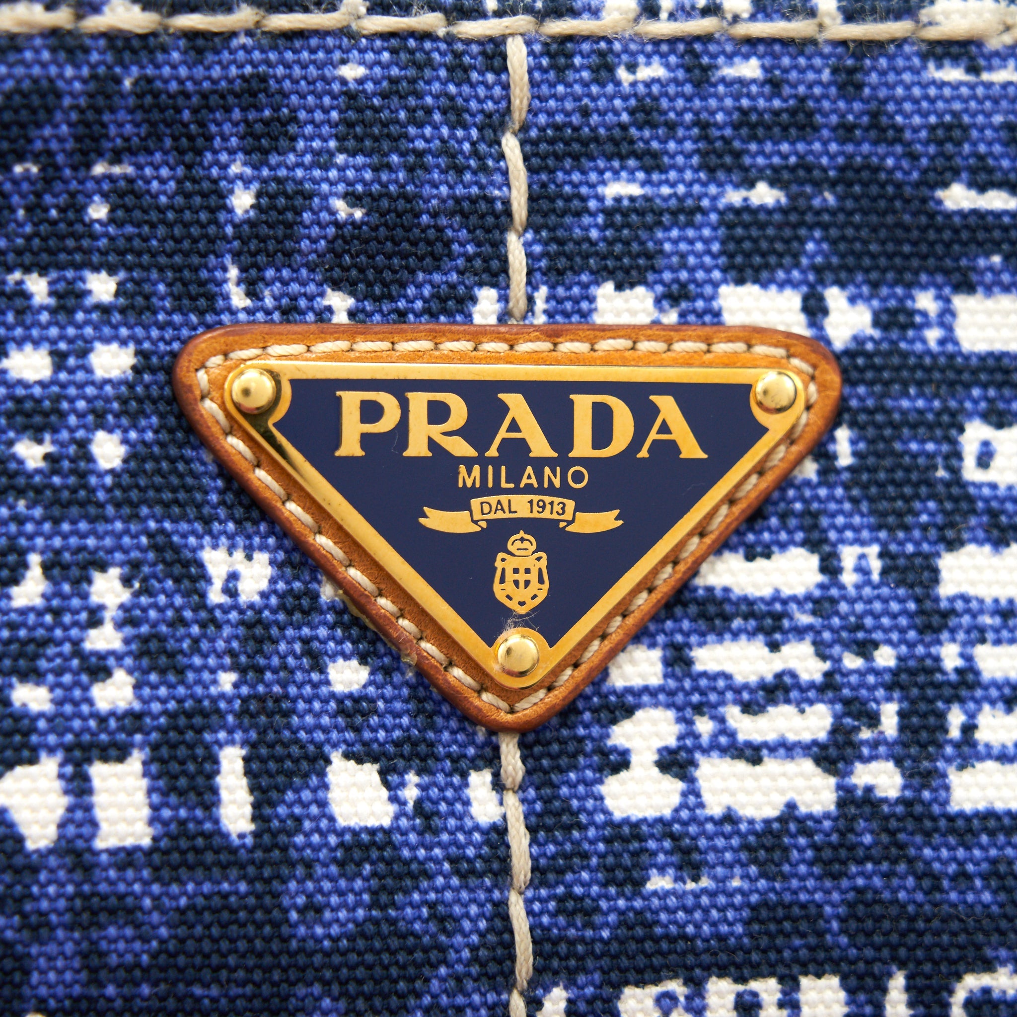 PRADA CANVAS SHOPPING TOTE BAG BLUE