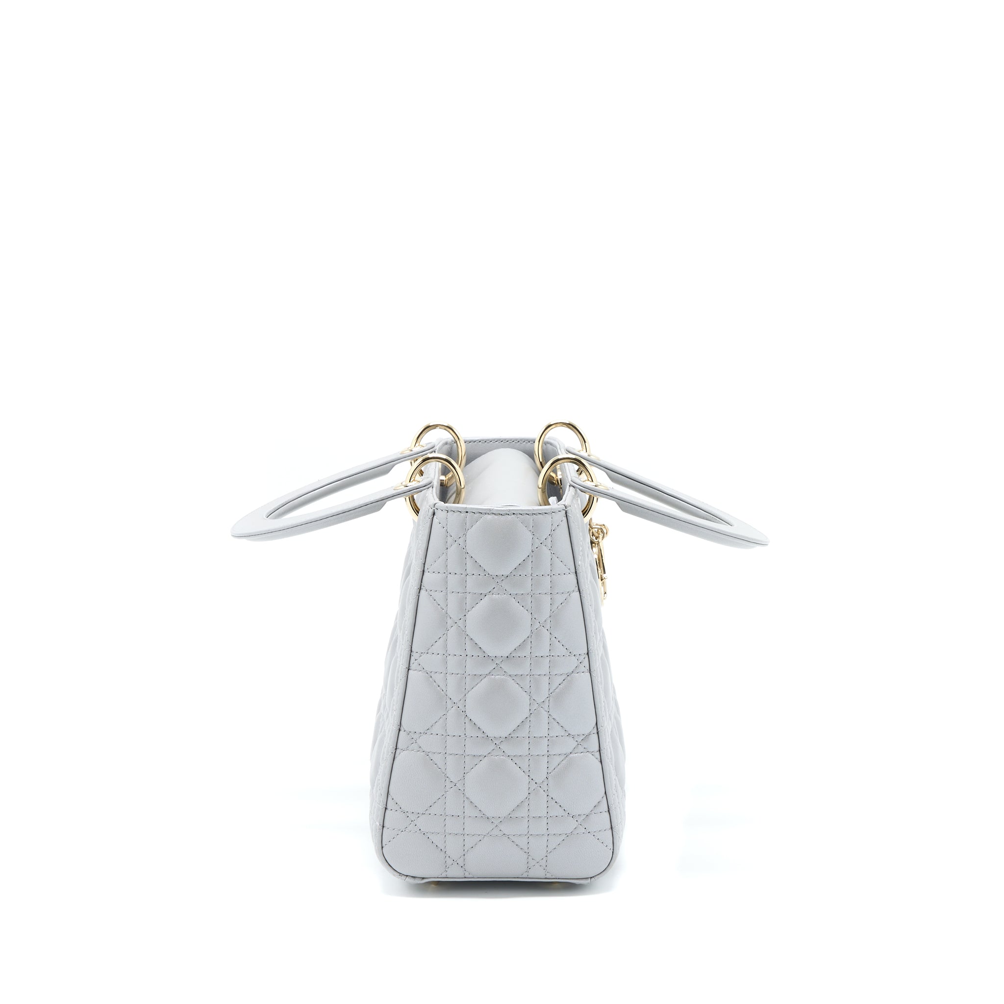DIOR MEDIUM LADY DIOR LAMBSKIN GREY LGHW