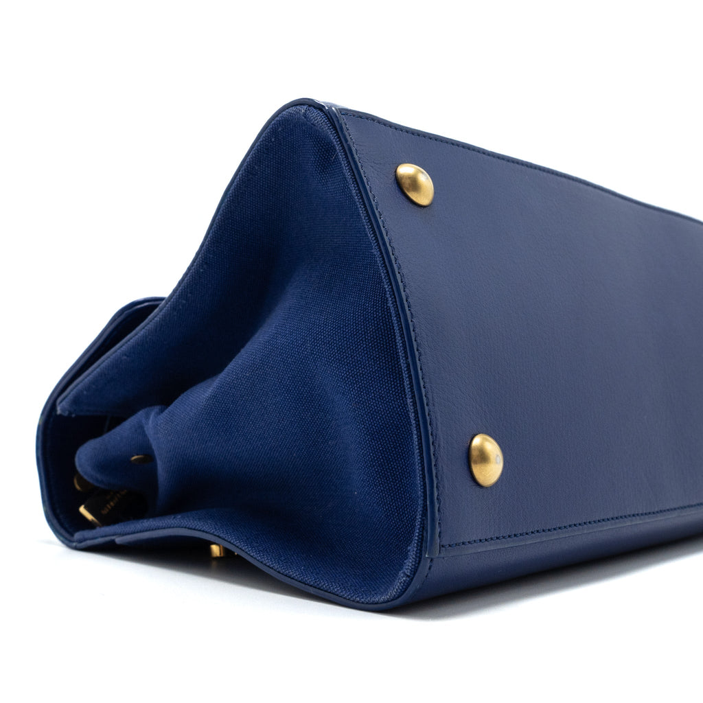 SAINT LAURENT/YSL MUSE TWO TOTE BAG CALFSKIN BLUE GHW
