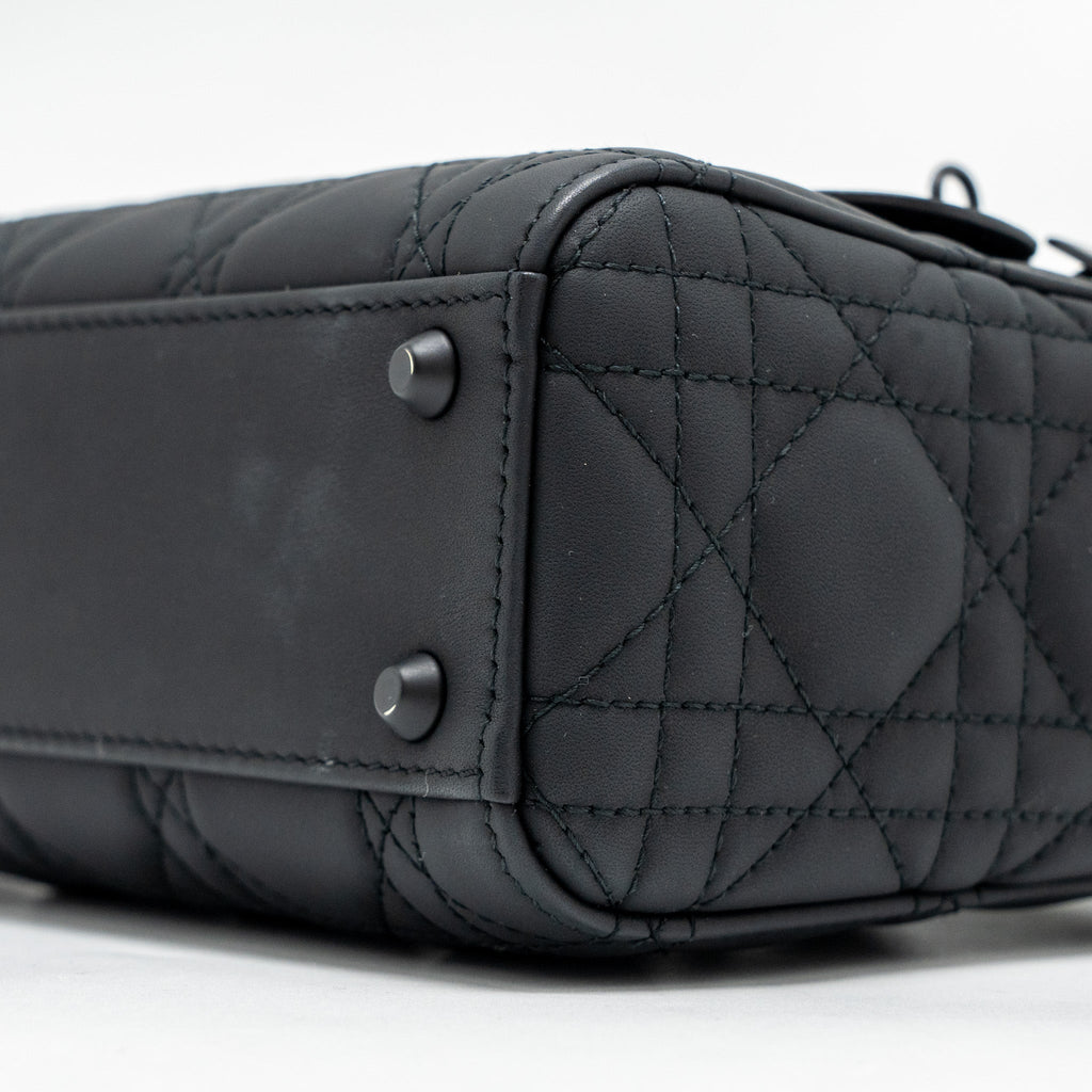 DIOR MINI LADY DIOR ULTRAMATTE CANNAGE CALFSKIN SO BLACK