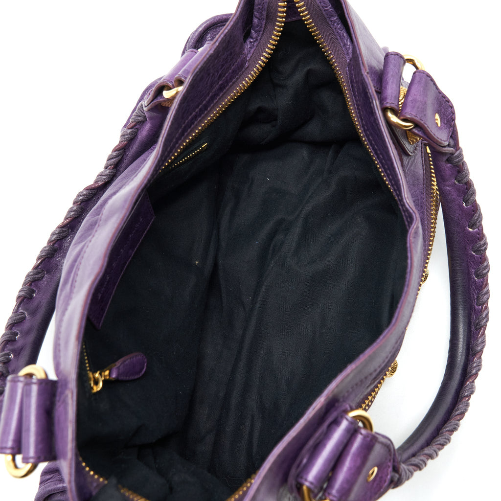 BALENCIAGA GIANT CITY BAG PURPLE GHW
