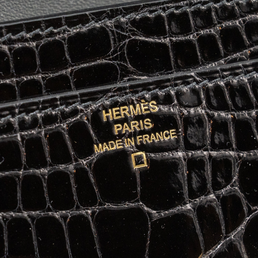HERMES CONSTANCE TO GO ALLIGATOR MISSISSIPPIENSIS BLACK WITH BLACK HARDWARE
