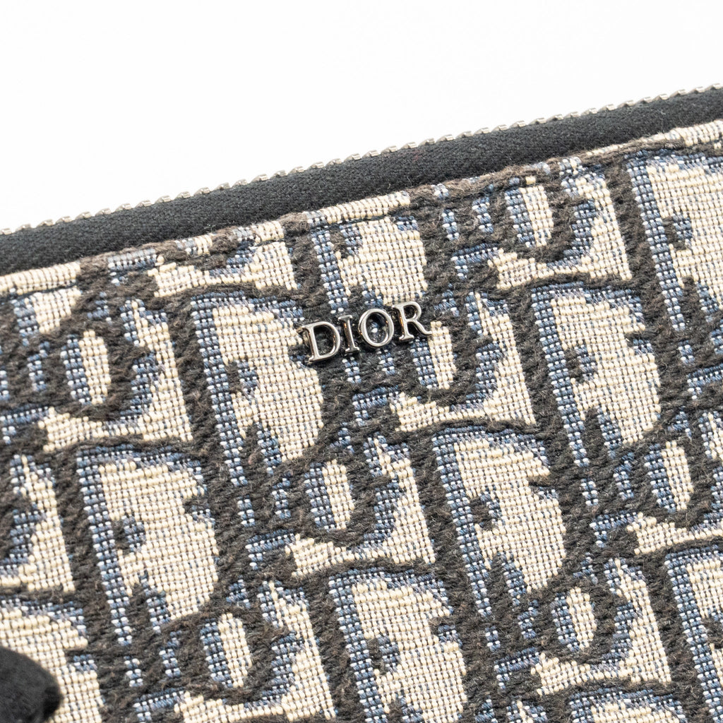 DIOR WALLET ON STRAP OBLIQUE JACQUARD CANVAS/LEATHER BLUE SHW