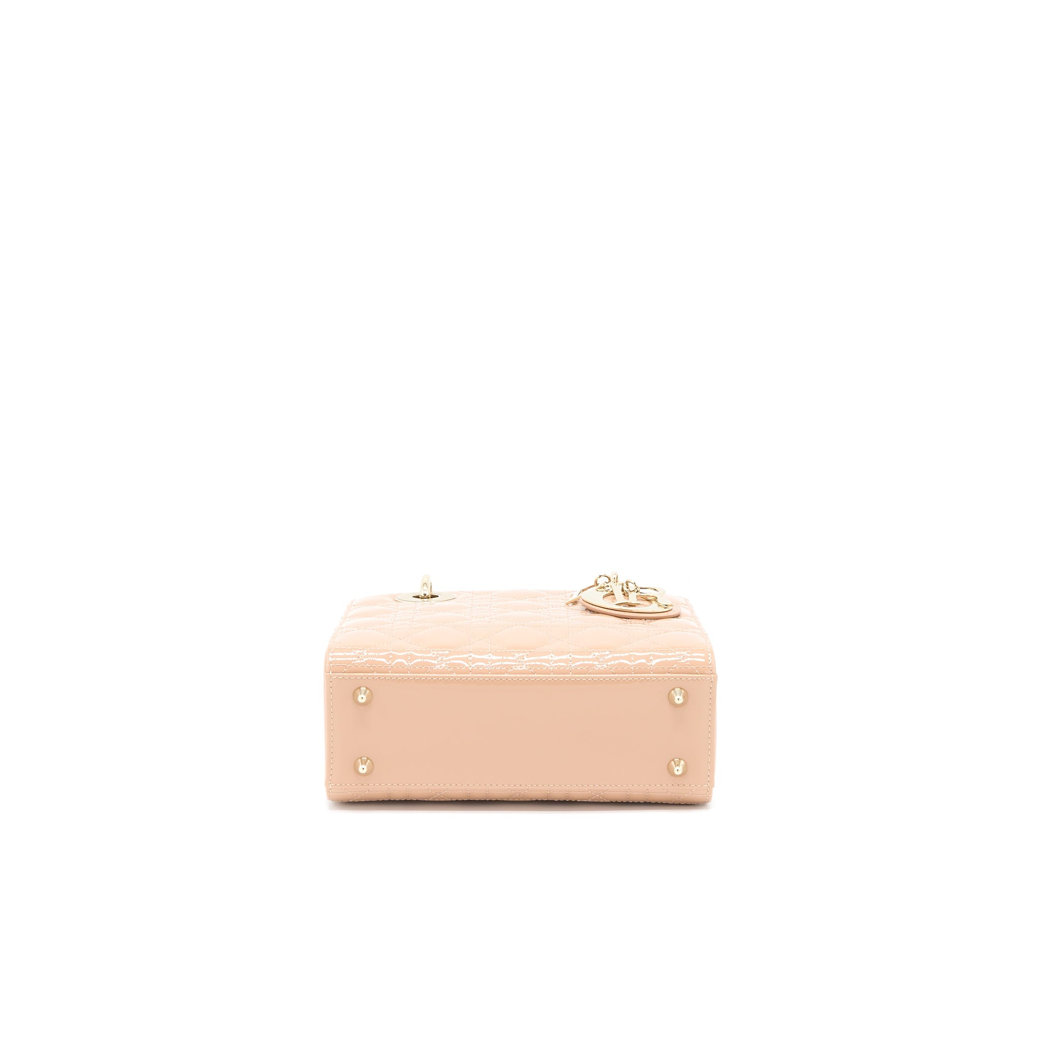 DIOR SMALL LADY DIOR PATENT LEATHER BEIGE LGHW