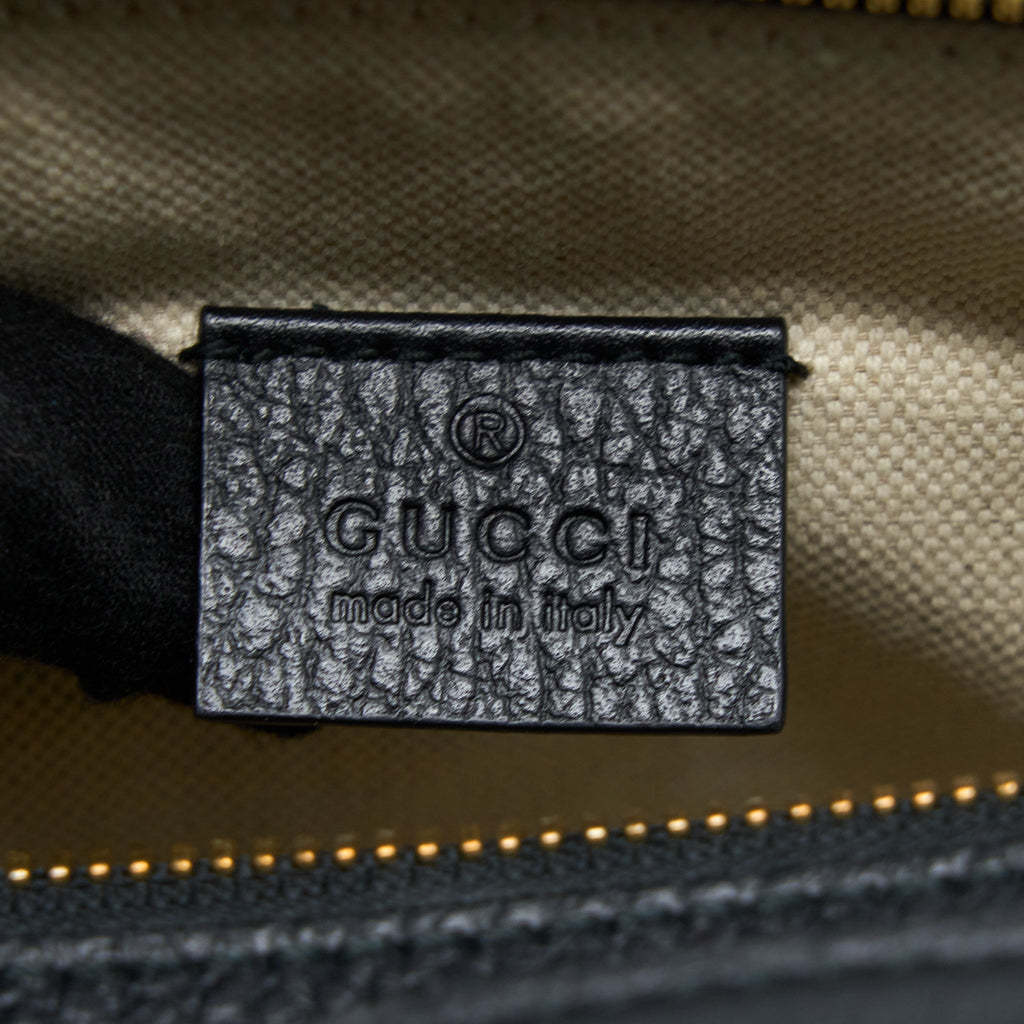 GUCCI SNAKE PRINTED CAMERA BAG CALFSKIN BLACK GHW