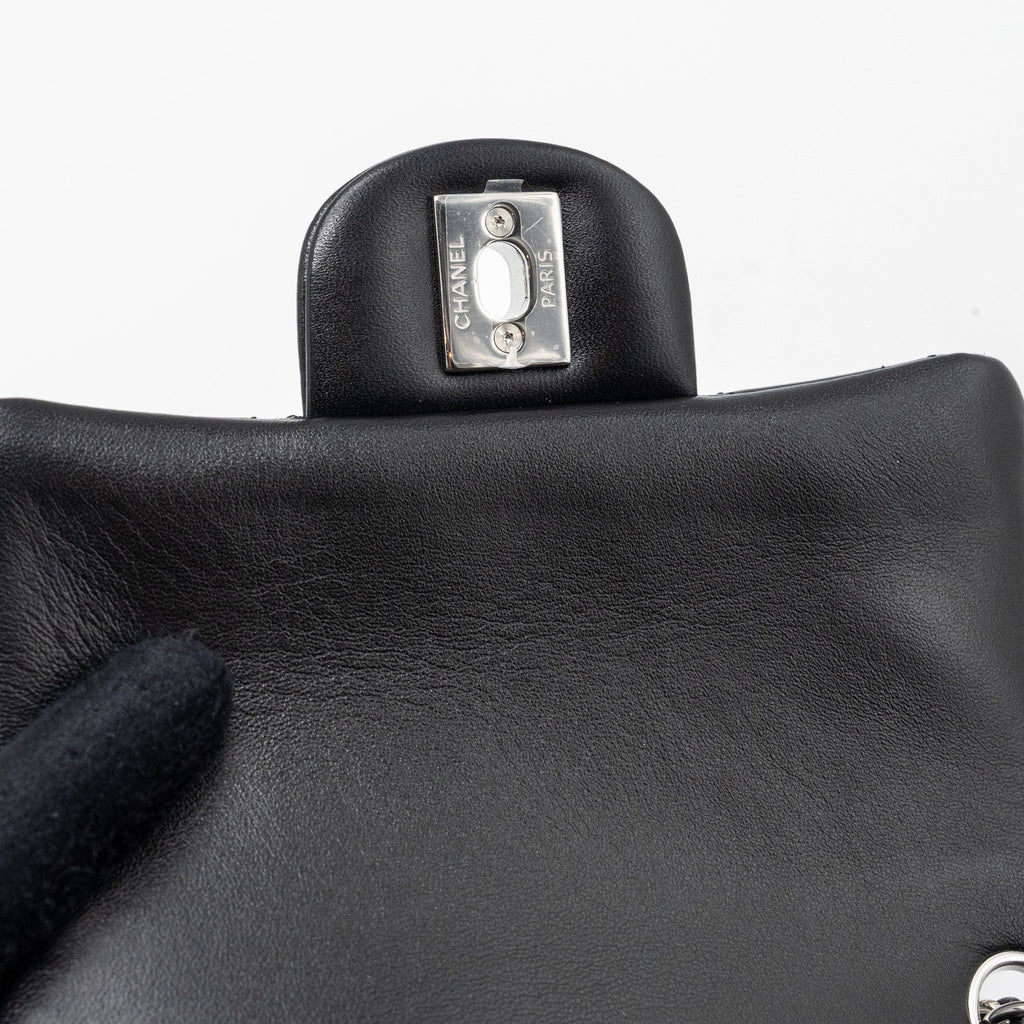 CHANEL MINI SQUARE FLAP BAG LAMBSKIN BLACK SHW (MICROCHIP)
