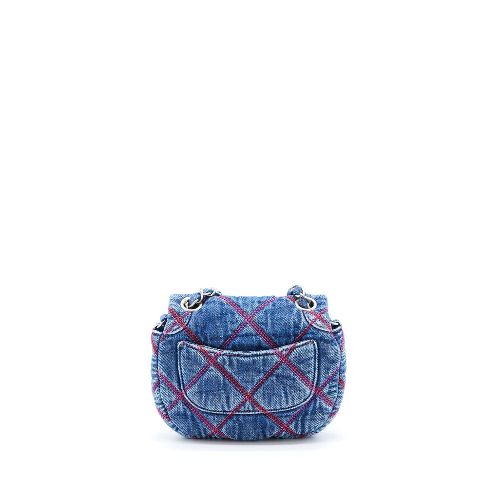 CHANEL 22S COCO BEACH DENIM MINI SADDLE BAG DENIM BLUE SHW (MICROCHIP)