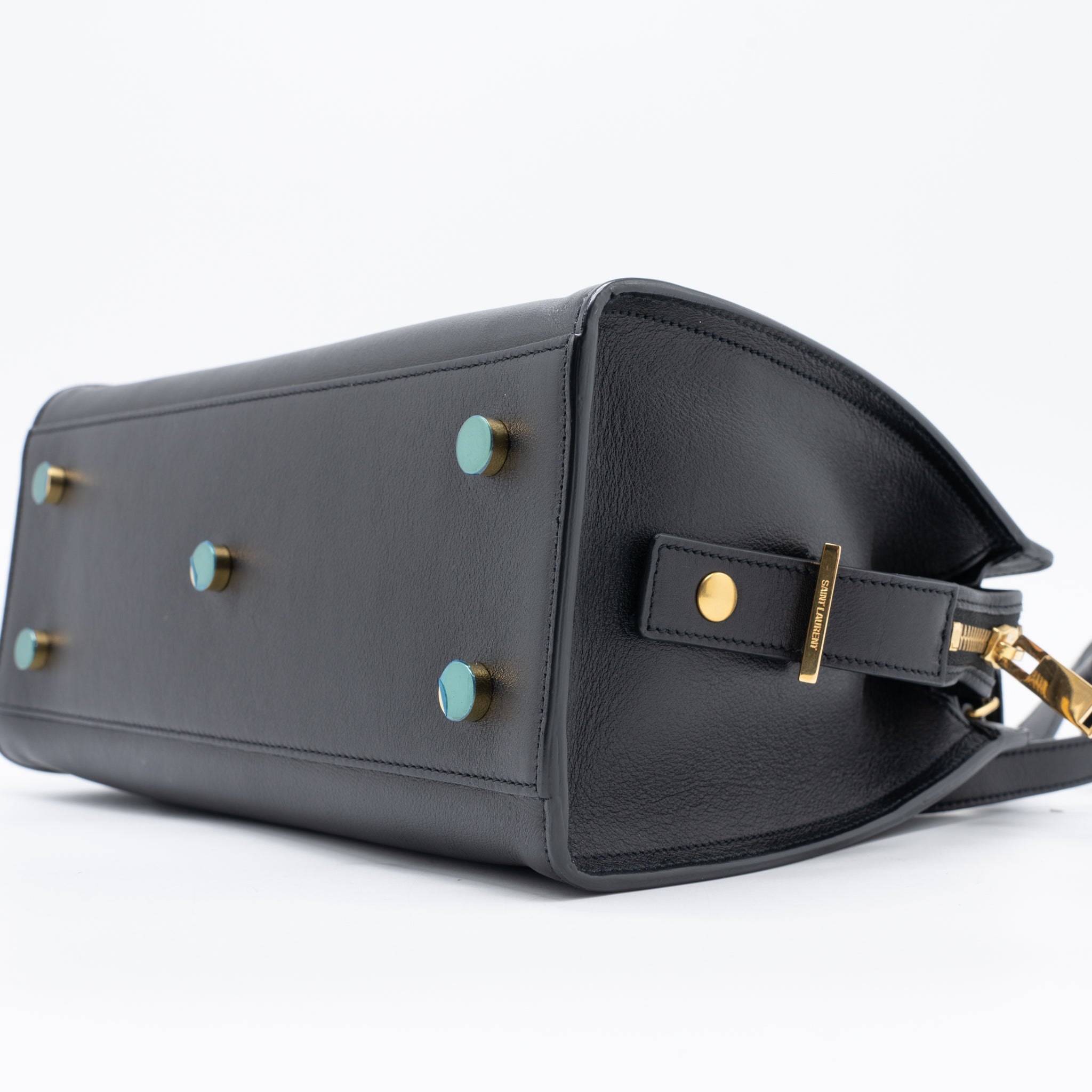 SAINT LAURENT CABAS TOTE CALFSKIN BLACK GHW