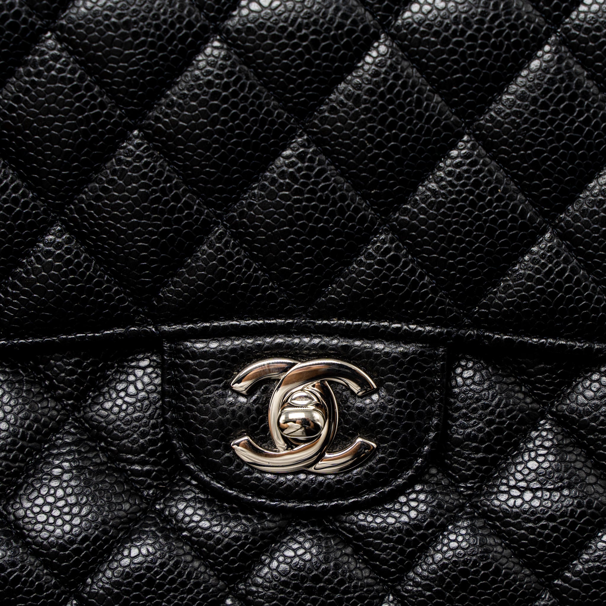 CHANEL MEDIUM CLASSIC DOUBLE FLAP BAG CAVIAR BLACK SHW