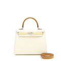 HERMES KELLY 25 EPSOM LEATHER NATA/ JAUNE POUSSIN/ SESAME SHW