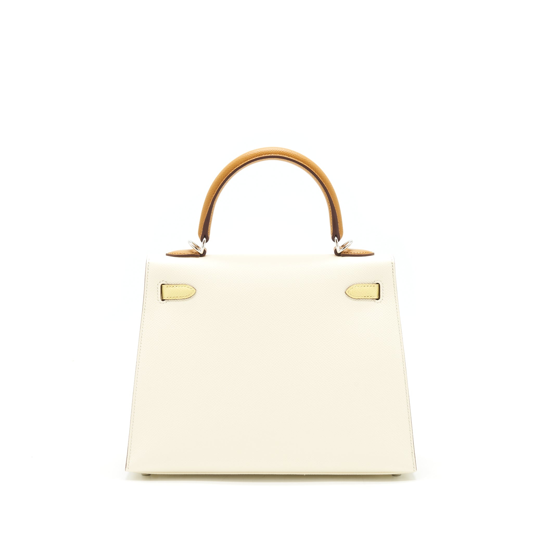HERMES KELLY 25 EPSOM LEATHER NATA/ JAUNE POUSSIN/ SESAME SHW