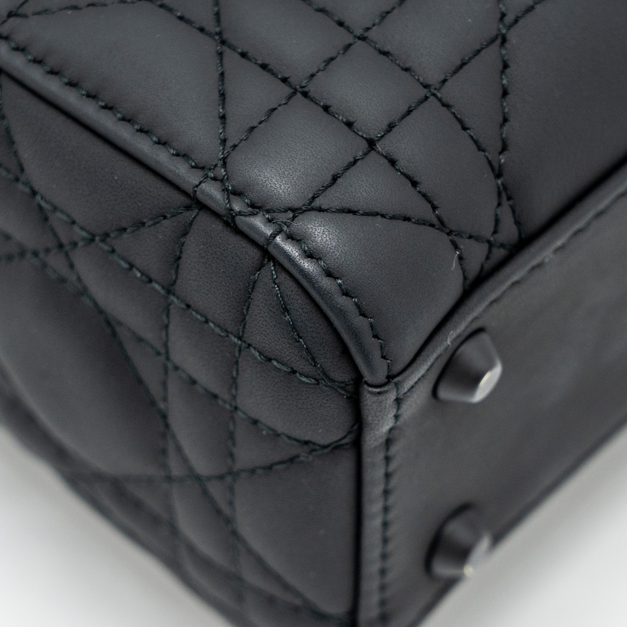 DIOR MINI LADY DIOR ULTRAMATTE CANNAGE CALFSKIN SO BLACK
