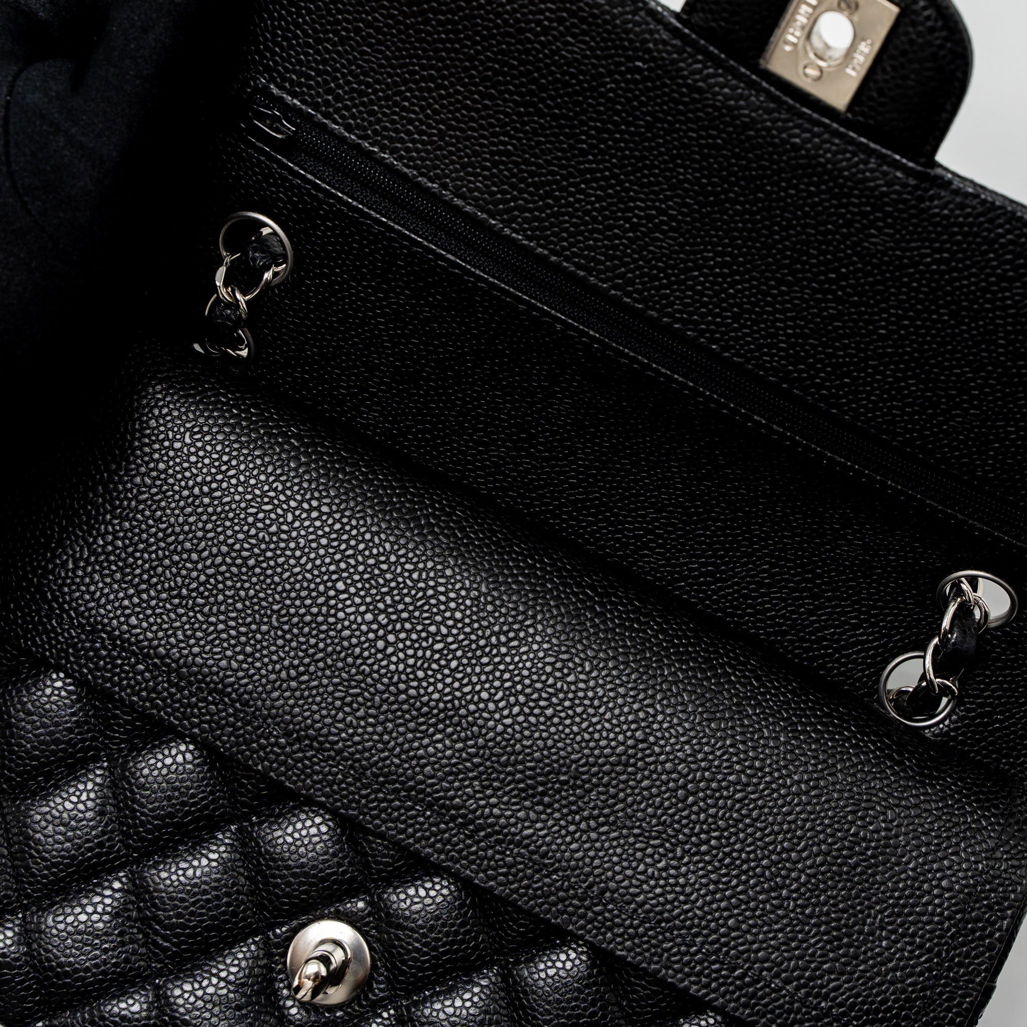CHANEL MEDIUM CLASSIC DOUBLE FLAP BAG CAVIAR BLACK SHW
