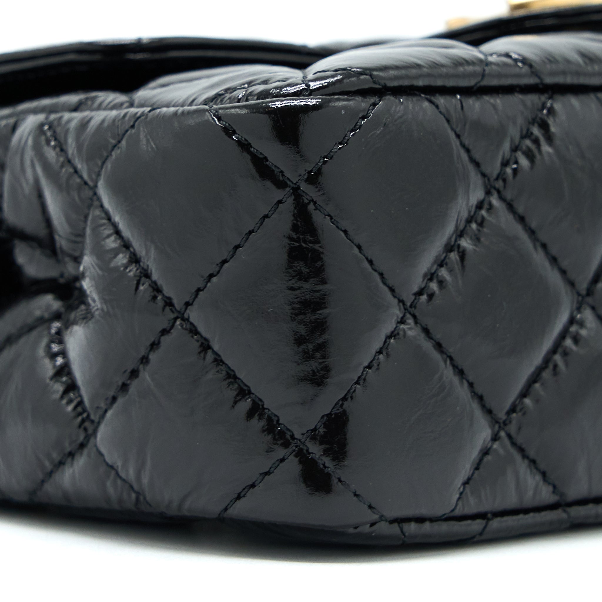 CHANEL 23C SMALL HOBO BAG SHINY CALFSKIN BLACK BRUSHED GHW (MICROCHIP)