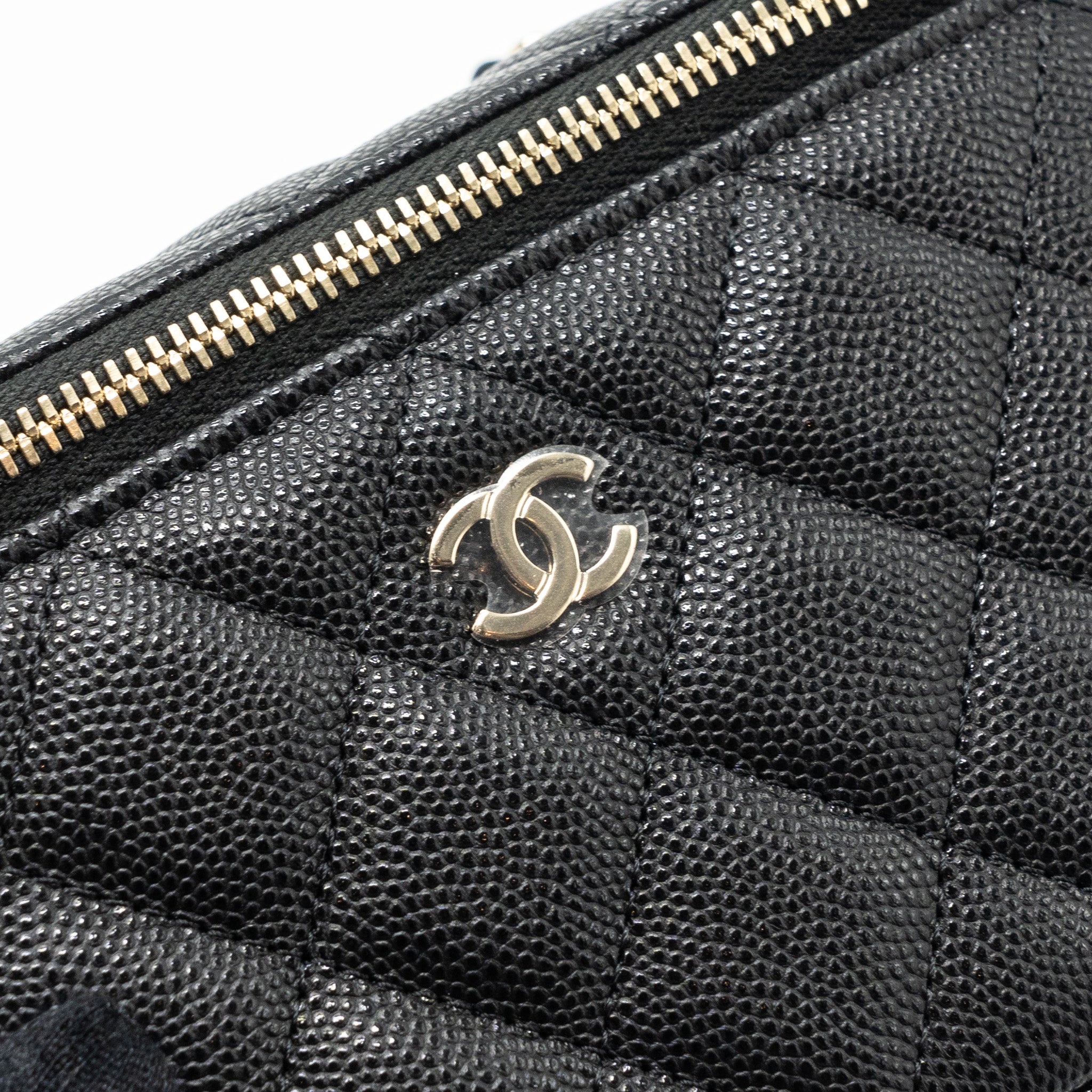 CHANEL LONG VANITY WITH CHAIN CAVIAR BLACK LGHW