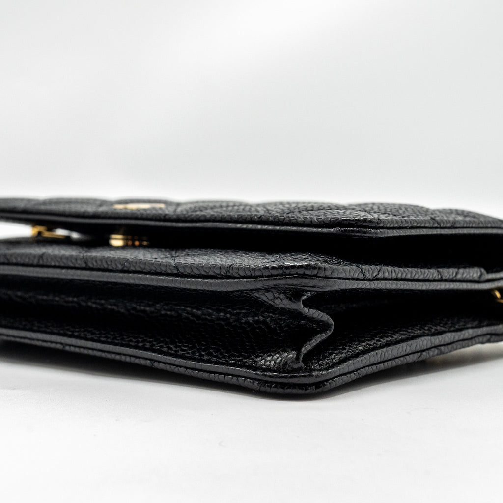 CHANEL CLASSIC WALLET ON CHAIN CAVIAR BLACK GHW (MICROCHIP)
