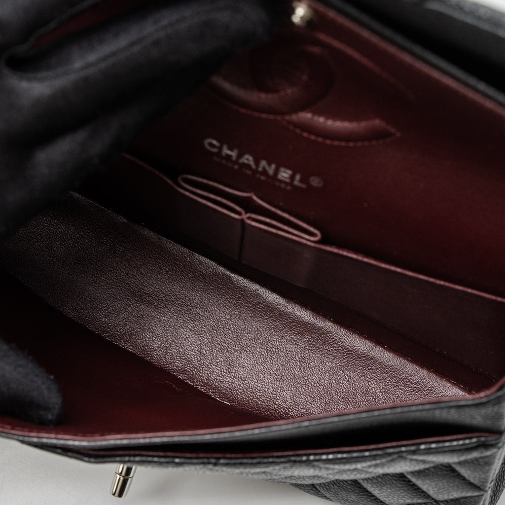 CHANEL MEDIUM CLASSIC DOUBLE FLAP BAG CAVIAR BLACK SHW