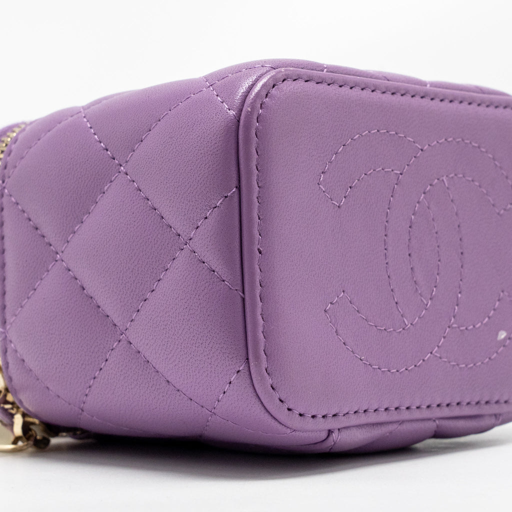 CHANEL MINI VANITY CASE WITH GIANT CHAIN LAMBSKIN PURPLE LGHW