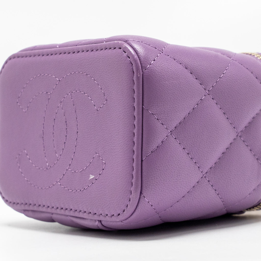 CHANEL MINI VANITY CASE WITH GIANT CHAIN LAMBSKIN PURPLE LGHW
