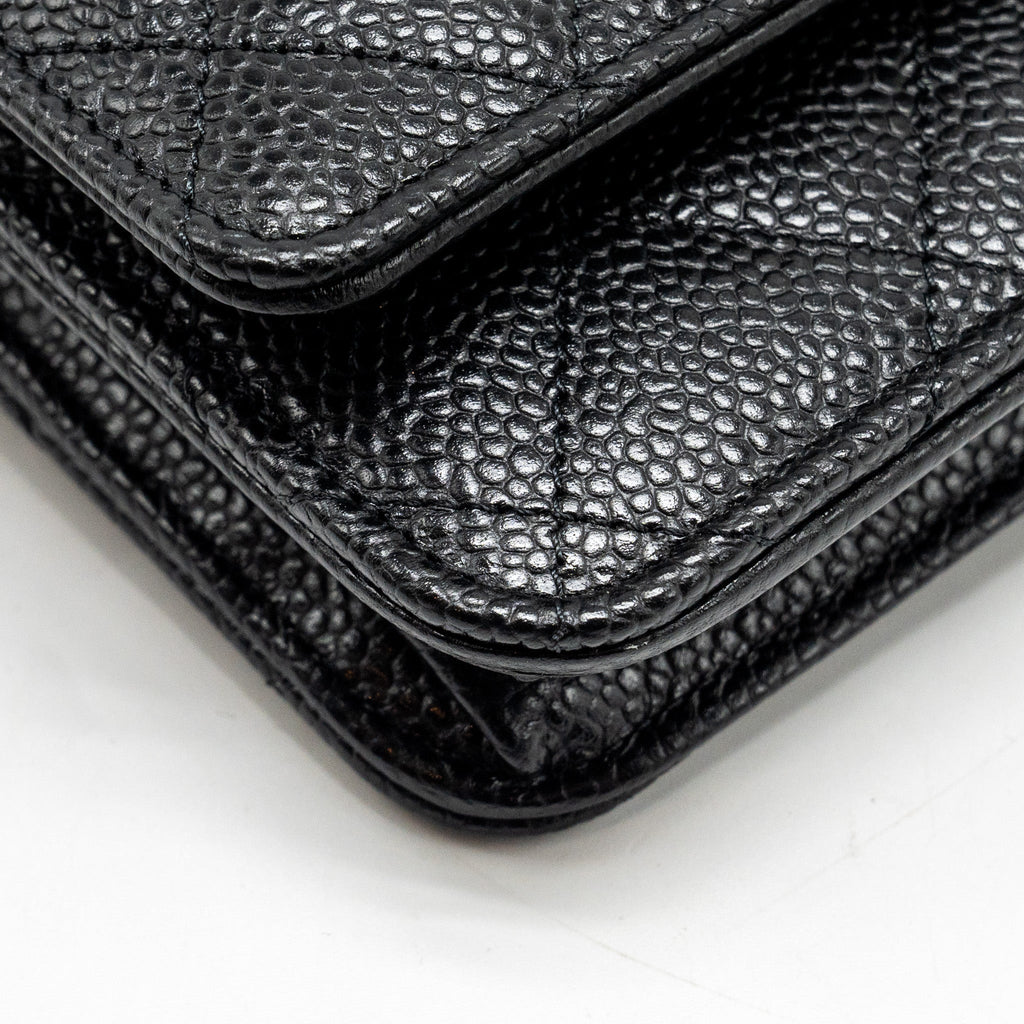 CHANEL CLASSIC WALLET ON CHAIN CAVIAR BLACK GHW (MICROCHIP)